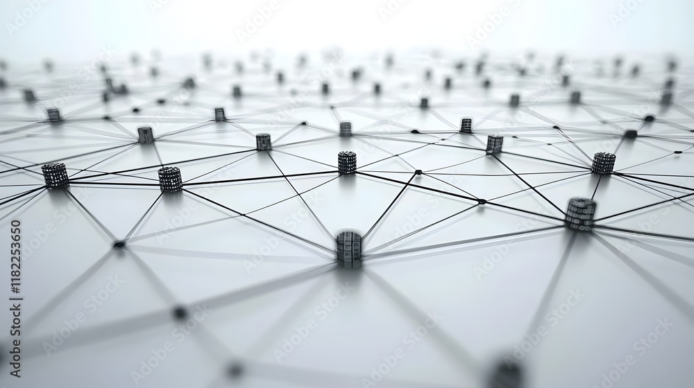 Poster interconnected digital network of mega data visualization representing the complexity and connectivi