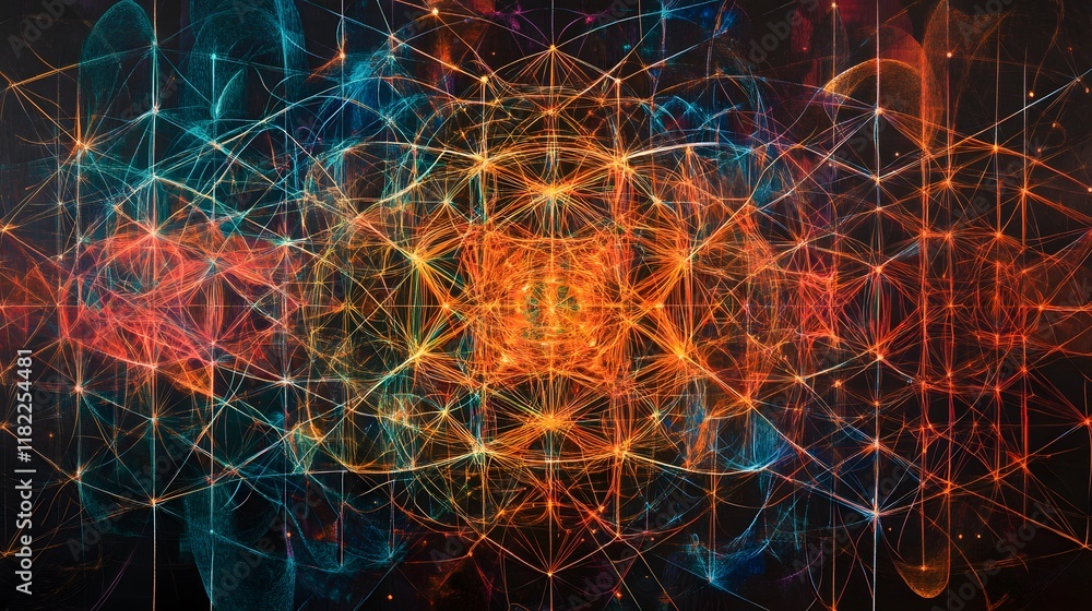 Poster dynamic abstract visualization of energetic patterns digital art creative space futuristic environme
