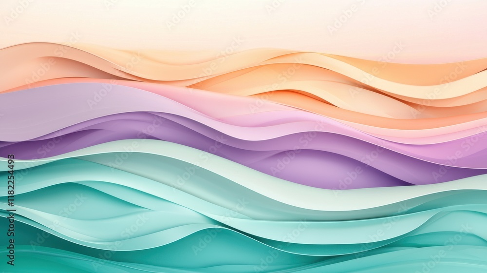 Aufkleber dynamic pastel gradient waves with bold purple teal and peach patterns in high-resolution design