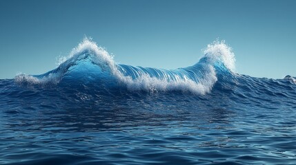 Majestic ocean waves crashing, creating white foam.