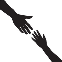 Helping two hands silhouette and vector design