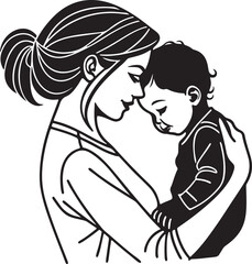 Happy mother's day silhouette and vector illustration design