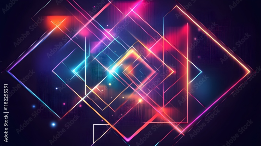 Poster colorful light patterns creating abstract designs digital art modern environment vibrant viewpoint c