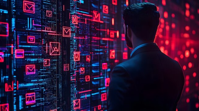 Double exposure of cyber threats and big data analysis showcasing data leaks vulnerabilities and the complex challenges of maintaining digital security in the modern technological landscape - Powered by Adobe