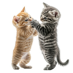 Fototapeta premium Playful Kittens: A captivating image of two adorable kittens playfully interacting, showcasing their youthful energy and charm.