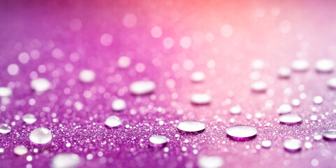 Dewdrops on Purple Glitter Background