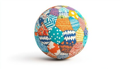 Obraz premium Colorful patterned soccer ball on a clean background.