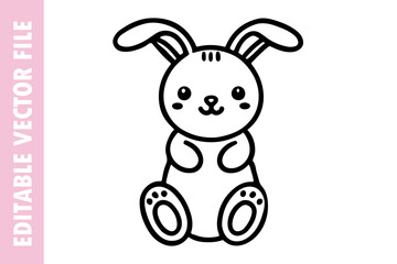 Easter bunny with cut, Easter line vector design Illustration