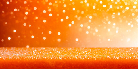 Orange Glitter Background with Bokeh Lights.