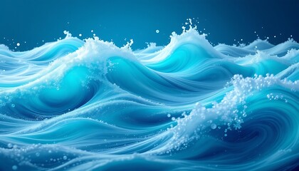 Ocean Waves: Serene Blue Abstract Fluid Art