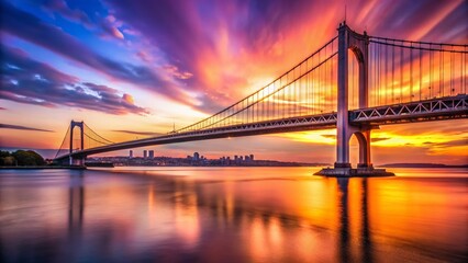 Fototapeta premium Verrazano Bridge Sunset Long Exposure - Dramatic NYC Skyline Photography