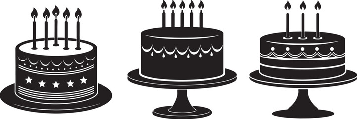 Birthday cake silhouette vector design on a white background.
