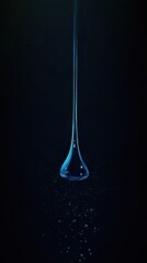 Abstract Water Droplet Suspended in a Dark Minimalist Environment