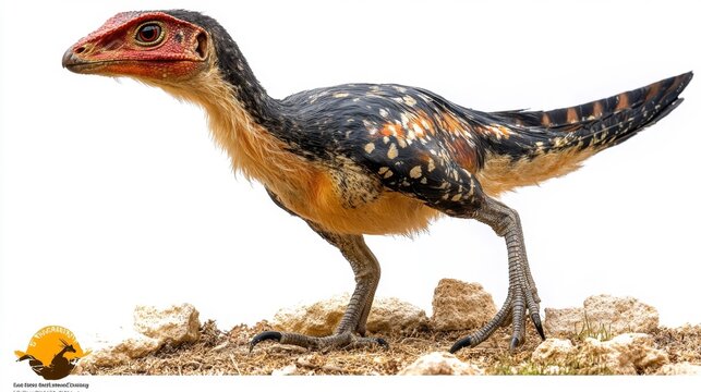 Eoraptor Dinosaur on White Background. Generative AI
