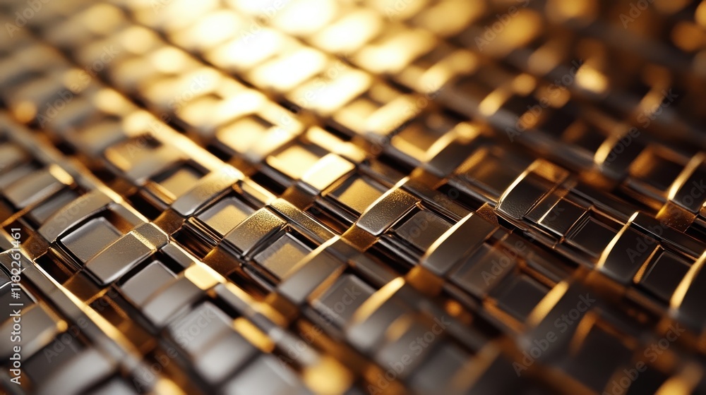 Poster elegant metallic grid patterns with reflective shine abstract texture close-up contemporary design v