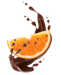 orange and chocolate isolated on white background