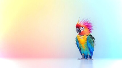 Charismatic parrot displays vibrant colors in a lively multicolored costume
