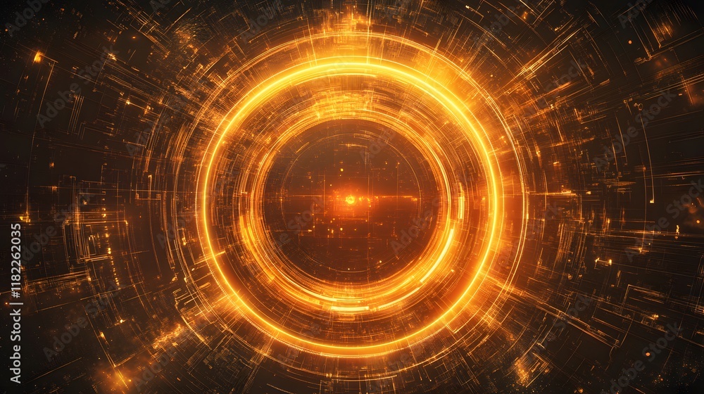 Poster dynamic circular energy patterns digital realm abstract visuals futuristic environment 360-degree vi