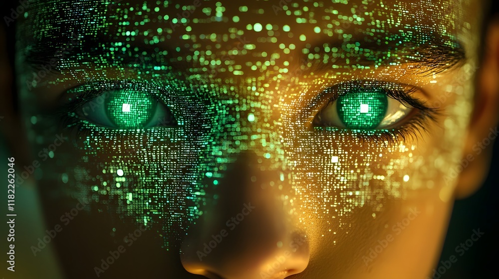 Poster hacker activities intruding into a big data analytics dashboard depicted in a double exposure effect