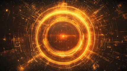Obraz premium Dynamic circular energy patterns digital realm abstract visuals futuristic environment 360-degree view technology concept