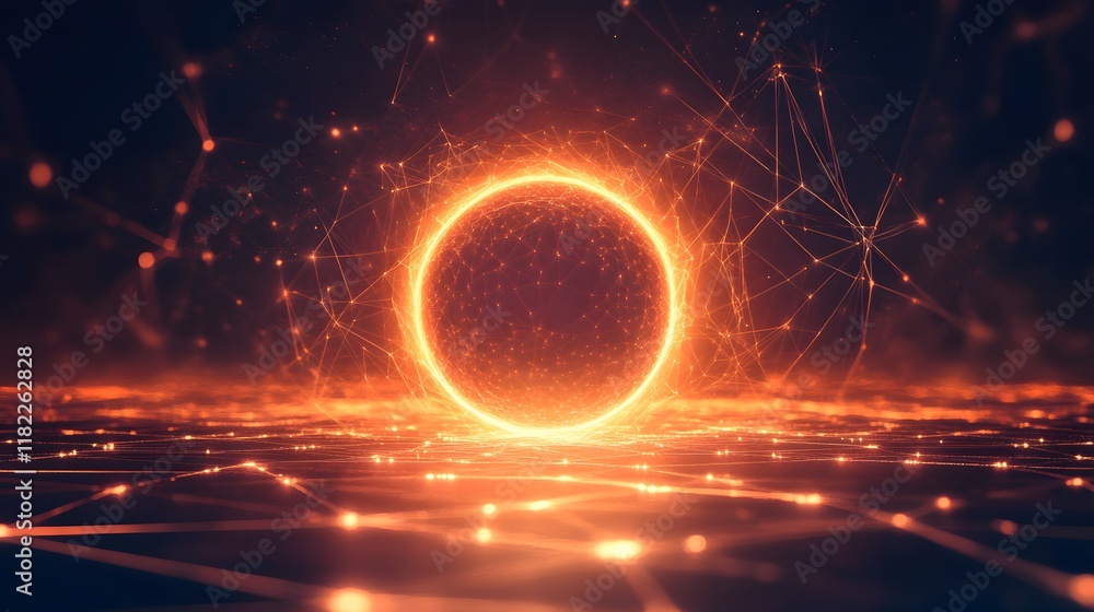 Poster dynamic neon circle animation digital space graphic design futuristic environment abstract viewpoint