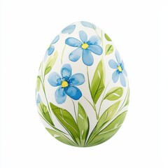 Watercolor floral design on egg spring celebration artistic craft bright studio vibrant colors creativity, isolated on white background