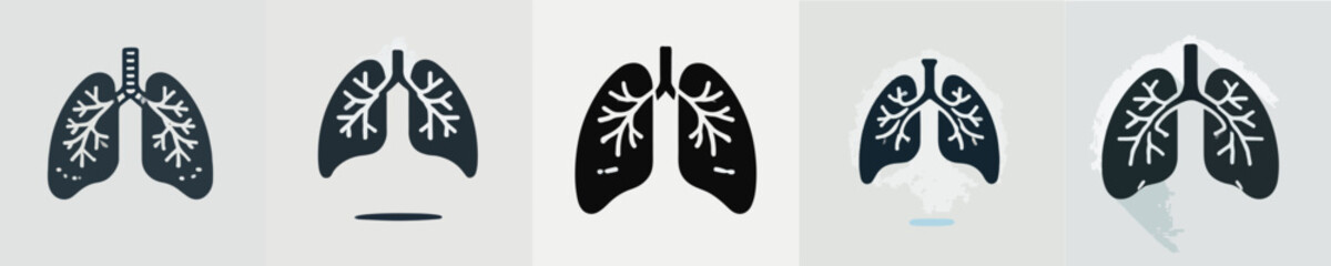 vector set of silhouette lung icons