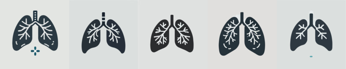 vector set of silhouette lung icons