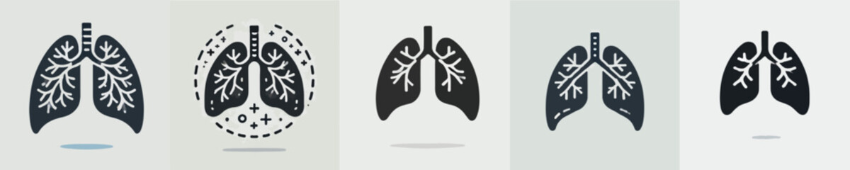 vector set of silhouette lung icons