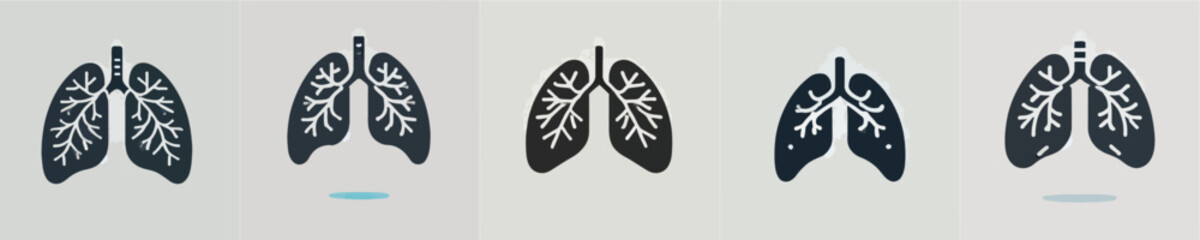 vector set of silhouette lung icons
