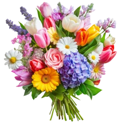  A colorful bouquet of spring flowers on a transparent background png © Sanjida