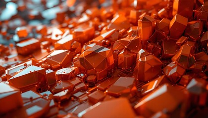 Fototapeta premium Abstract Orange Crystal Landscape: A Vibrant, Geometric Artwork