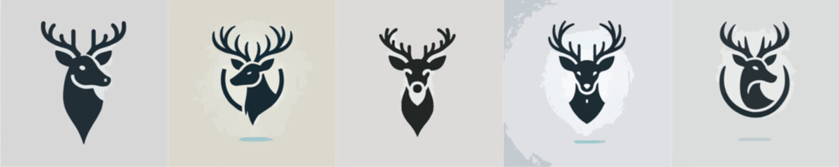 a bunch of cool silhouette deer head vectors