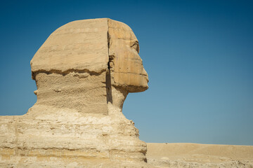 The Great Sphinx of Giza. Giza grand pyramids. Cairo, Ciza, Egypt. 