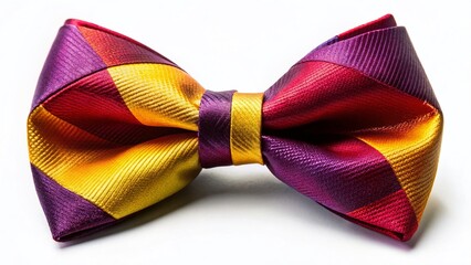 Vibrant Colorful Bow Tie, Dark Red, Yellow, Magenta, Violet, Isolated on White