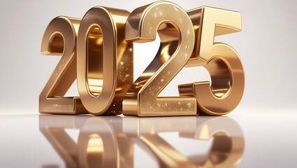 2025 Happy New Year in Stunning Metallic Gold Text – Realistic and Elegant