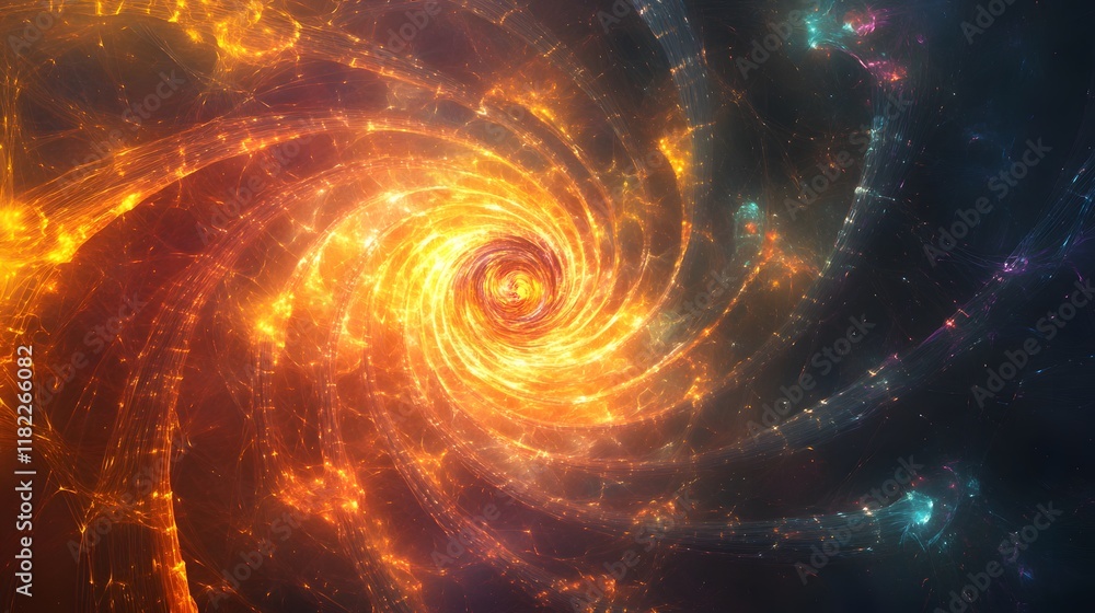 Poster cosmic spiral action galactic space digital art abstract environment dynamic perspective universe co