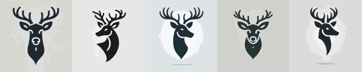 a bunch of cool silhouette deer head vectors