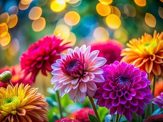 Fototapeta premium Vibrant Colorful Flower Bouquet Background with Bokeh - Stunning Floral Photography