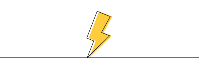 Yellow thunder one line continuous drawing lightning card border design vector
