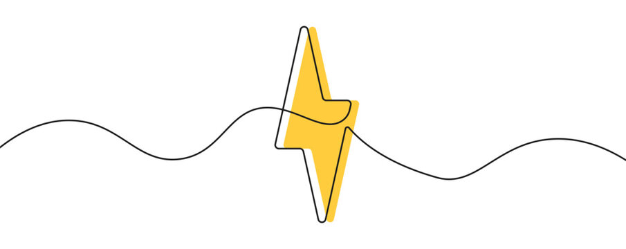 recommend clip art: Energy thunder lightning line continuous drawing doodle design