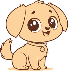A cute chibi dog Kawi clipart and vector illustration design on a white background
