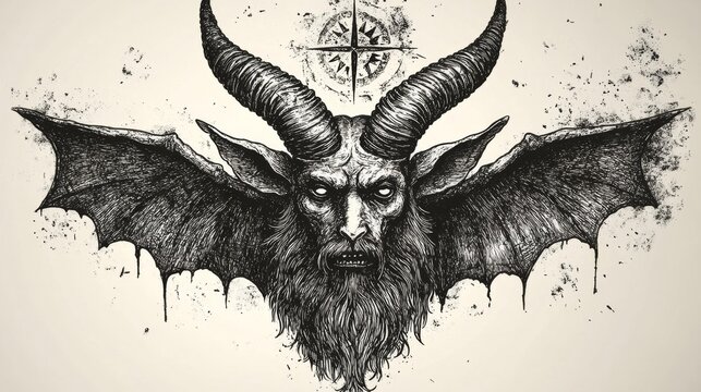 Occult Symbolism with Baphomet Illustration. Generative AI