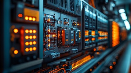 Illuminated Server Rack Components In Data Center