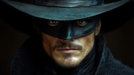 Zorro Iconic Spanish Masked Hero Portrait. Generative AI