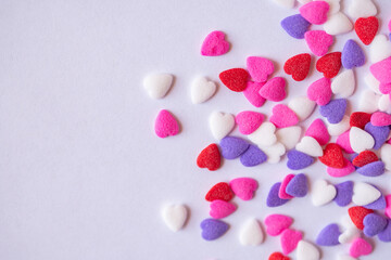 heart shaped candy on white background