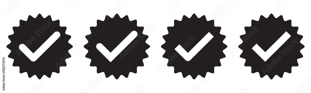 Poster verified badges. profile verified badge. verification symbol set. verified badge vector icons. socia
