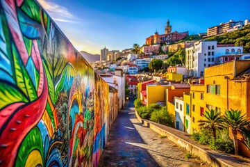 Fototapeta premium Vibrant Graffiti Art on Tenerife Walls, Canary Islands, Spain