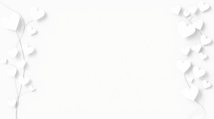 Obraz premium White hearts on a white background, perfect for romantic or celebratory designs. Minimalist and elegant, ideal for cards, invitations, or websites.