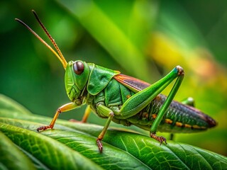 Vibrant Green Insect Close-Up: Copy Space for Nature Designs